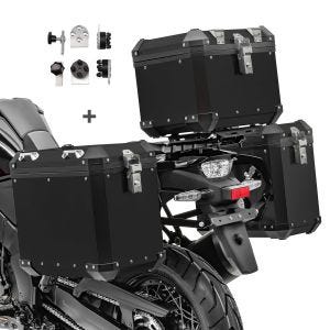 Motorrad Alukoffer Set Bagtecs GX38-45 + Topcase GX33 Aluminium Seitenkoffer schwarz_1