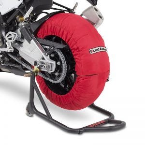 Bandenwarmers Paar compatibel met Ducati Streetfighter 848 / S Supersport / S ConStands Laguna Seca 60-80°C rood