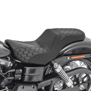 Asiento doble compatible con Harley Davidson Dyna Street Bob 06-17 asiento del conductor y del pasajero Craftride SF8 negro