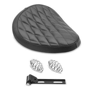 Motorbike Solo Seat Craftride Diamond Contoured with springs for Custombikes in black