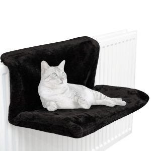 Lit suspendu pour chat Divit HK1, chaise longue/lit chauffant noir