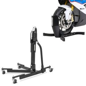 Set: Power Evo Central Stand Paddock Lift without adapter plate + Wheel Chock Easy-Plus Front Stand up to 21 Inch -matt