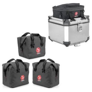 Set: Inner Bags for Aluminium Panniers + top box compatible with BMW R 1250 GS / Adventure 19-23 Bagtecs Liner + Aluminium Top Box Lid Bag compatible with BMW R 1250 GS / Adventure 19-23 Bagtecs BF1