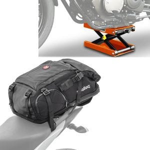Set: Motorrad Hebebühne Mid-Lift M bis 500 kg or ConStands mit Rucksack HX5 Hecktasche wd. 45Ltr mit Helmhalterung