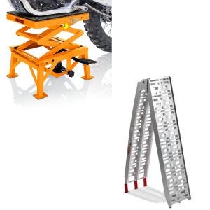 Set: Enduro heber Cross-Lift XL für Dirt-Bikes von orange + Auffahrrampe bis 340 kg Alu-I klappbar_1