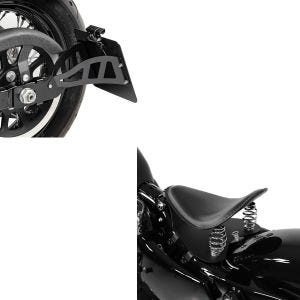 Set: Bobber Solositz mit Grundplatte in schwarz + Kennzeichenhalter für Yamaha XVS 650-1100 Drag Star_1