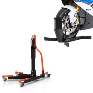 Zentralständer ohne Adapterplatte orange heber Power-Evo + Motorradwippe Easy Plus Vorderradwippe Motorradständer bis 21" schwarz