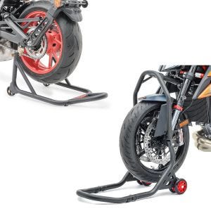 Set: Caballete de tija moto Falcone para rueda delantera + Caballete Trasero ST Racing mate