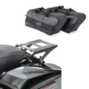 Set: Gepäckträger TP Abnehmbar für Harley Touring Modelle 14-21 schwarz + Seitenkoffer Innentasche für Harley-Davidson Touring 94-21_1