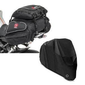 Set: Hecktaschen Set Ducati Diavel / S Bagtecs X50 und X52 + Abdeckplane Ducati Diavel / S Craftride XXL in schwarz_1