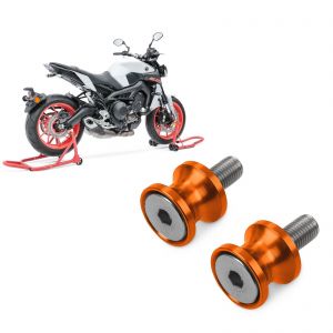 Set: Caballete moto Set compatible con KTM 690 Duke / R Constands trasero delantero CS rojo + Diábolos Caballetes Moto Motea Jerez M10 x 1.5 naranja