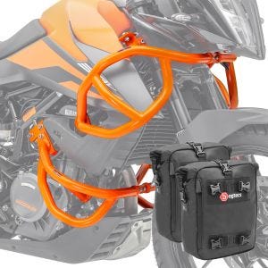 Set Sturzbügel + Taschen für KTM 390 Adventure 20-21 Schutzbügel oben unten Motoguard orange CB4_1