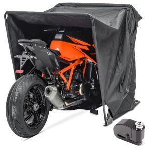Motorrad Zeltgarage XL Set mit Bremsscheibenschloss alarm Motoguard universal faltbar_1