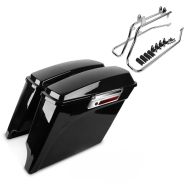 Saddlebags Set for Harley Davidson Softail Deluxe 05-17 Craftride Stretched incl brackets chrome