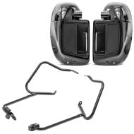Sada: štít na nohy kompatibilní s modely Harley Davidson Touring 14-24 Craftride větraný černý + nosič na brašny kompatibilní s Harley Davidson Touring 14-24 s ochrannou lištou černý Craftride