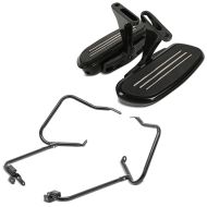 Set: Sozius Trittbretter Harley Touring 93-21 CF2 mit Halter schwarz + Kofferträger für Harley Touring 14-21 mit Schutzbügel schwarz_1