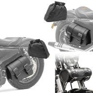 Set: Satteltaschen Montana je 8Ltr Paar rechts und links in schwarz + Werkzeugrolle Elgin 2,4Ltr für Chopper Cafercaer und Scrambler in_1