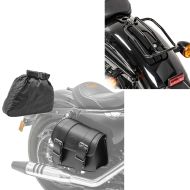 Set: Satteltasche rechts Montana 8Ltr Seitentasche für Chopper schwarz + Gepäckträger für Harley Sportster 04-20 Solo Rack schwarz_1