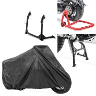 Set: Set Hauptständer und Abdeckplane XXL für Ducati Multistrada 1200 / S 10-14 + Einarmständer Ducati Multistrada 1200 10-17 Montageständer ConStands Single-One rot_1