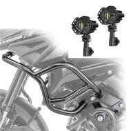 Set: LED Zusatzscheinwerfer S22X + Verkleidungsschutzbügel passend für Suzuki V-Strom 1050 / XT 20-24