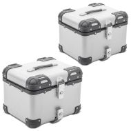 2x topcase din aluminiu pentru motociclete Bagtecs XS45 set universal de economii argintiu de 45 litri din aluminiu