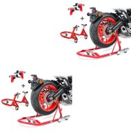 2x Motorrad Montageständer Set Rangierhilfe Constands VMR Motorradständer vorne und hinten rot
