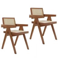 2x étkez?szék rattan szék fa ül?magasság 47 cm RI29 barna fehér