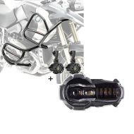 Set: Set Sturzbügel oben unten + Scheinwerfer XL4 für BMW R 1200 GS 08-12 Motoguard schwarz + LED Scheinwerfer für BMW R 1200 GS / Adventure 04-13 Hauptscheinwerfer mit ECE Lumitecs QL2_1