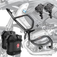 Set Sturzbügel oben unten + Scheinwerfer L2 für BMW R 1200 GS 08-12 + Taschen Motoguard schwarz_1
