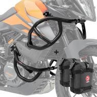 Set Sturzbügel + Taschen für KTM 390 Adventure 20-21 Schutzbügel oben unten Motoguard schwarz_1