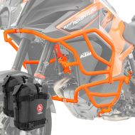 Set Sturzbügel + Taschen passend für KTM 1290 Super Adventure R / S 21-24 Schutzbügel oben unten Motoguard orange X21