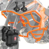 Set Sturzbügel X21 + Scheinwerfer passend für KTM 1290 Super Adventure R / S 21-24 + Taschen Motoguard orange