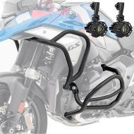 Set Sturzbügel + Zusatzscheinwerfer passend für BMW R 1300 GS 23-24 Nebelscheinwerfer Motoguard schwarz SG43
