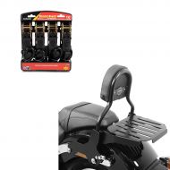Set: Sissybar Harley Softail Sport Glide 18-21 Fast Driver-M + Spanngurt Set mit Ratsche und Haken inkl 4x Zurrschlaufe in schwarz_1