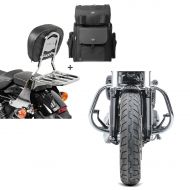 Set: Sissybar SB1 + Hecktasche für Harley Sportster 1200 Custom 04-20 abnehmbar mit Gepäckträger Craftride chrom + Sturzbügel für Harley Davidson Sportster 1200 Custom 04-20 HS5 chrom Craftride_1