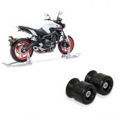 Set: Motorcycle Paddock Stand Set Constands Rear and Front SL + Swing arm protectors - Paddock stand bobbins M6-8 carbon