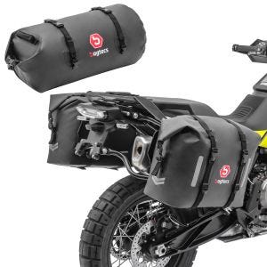 Motorrad Satteltaschen mit Gepäckrolle Bagtecs WP8 + RB50 Drybag 110 Liter_1