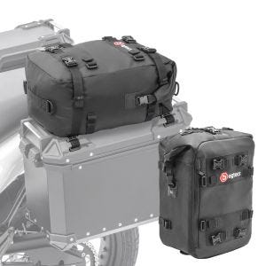 Set 2x Zusatztasche für Alukoffer und Topcase Kofferdeckeltasche Aluminium Seitenkoffer Bagtecs KH2_1