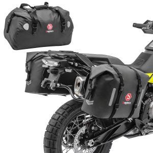 Motorrad Satteltaschen mit Hecktasche Bagtecs WP8 + XF60 Drybag 120 Liter_1