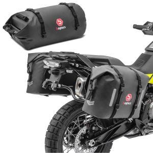 Motorrad Satteltaschen mit Gepäckrolle Bagtecs WP8 + RB30 Drybag 90 Liter_1