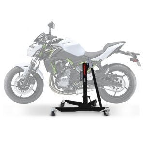 Keskiteline yhteensopiva Kawasaki Z 650 17-25 mustan moottoripyörän tunkin kanssa ConStands Power-Classic