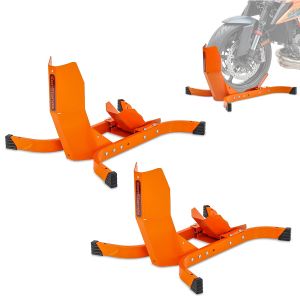 2x ConStands Easy-Plus etupyörän pidike moottoripyörän jalusta jopa 21 tuuman oranssi säästösarja