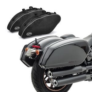 Sada: Bo?ní kufry vhodné pro Harley Davidson Low Rider / S / ST 18-24 s držákem Craftride HB13 + vnit?ní brašny kufru