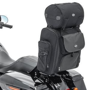 Motocyklová sissy barová taška Craftride SXL taška na zadní motociklu s rolkou na zavazadla v černé barvě