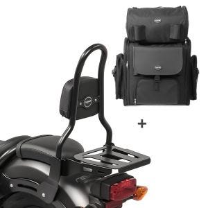 Sissybar M3 + Hecktasche für Kawasaki VN 900 Classic / Custom 06-16 mit Gepäckträger Craftride_0