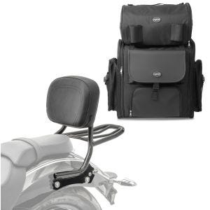 Motorrad Sissybar mit Gepäckträger QL2 + Sissybar Tasche für BMW R 18 / Classic 20-21 Craftride SXL_1