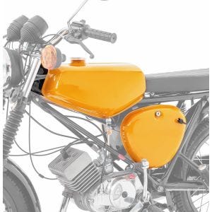 Säiliö / bensasäiliö yhteensopiva Simson S51 / S50 / S70 kanssa, sivukansi Craftride oranssi