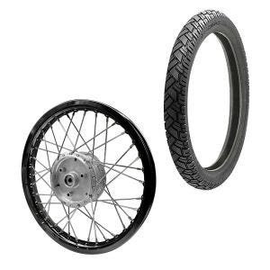 Paprskový ráfek hliníkový 1,6x16 vhodný pro Simson S51 S50 S70 Schwalbe KR51 hliníkový ráfek Craftride AF28 černý + plášť Vee Rubber VRM094 přední zadní