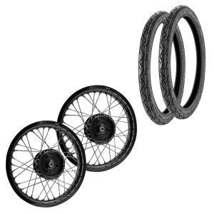 Sada 2x ráfek 1,85x16 široké paprskové kolo hliníkové vhodné pro Simson S51 S50 S70 Schwalbe KR51 hliníkový ráfek Craftride AF21 černá + 2x pláště Vee Rubber VRM099 přední zadní
