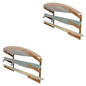 Set 2x Porta tavola da surf in bambù BH7 Supporto da parete per snowboard/sci Divit